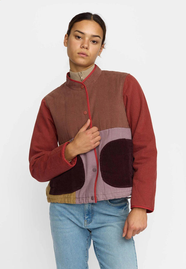 Quilted Patchwork Jacket - Brown - Selfhood