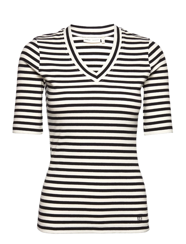DagnaIW Striped V-T-Shirt - Black/Whisper White - InWear