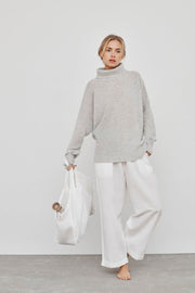 Hanne Turtleneck - Pullover - Light Grey - 75% Cashmere/25% Silke - Care by Me