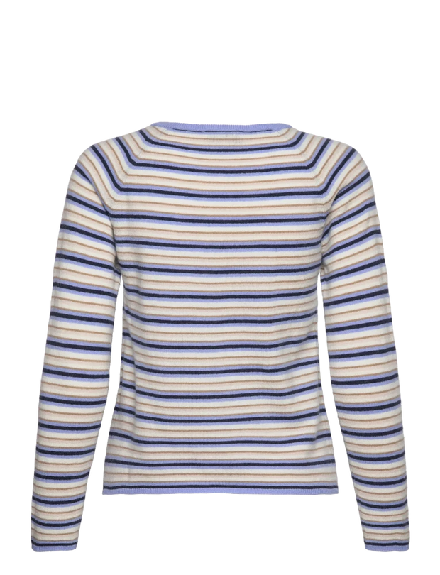 Wool & Cashmere Cardigan - Blue Multi Stripe - Rosemunde