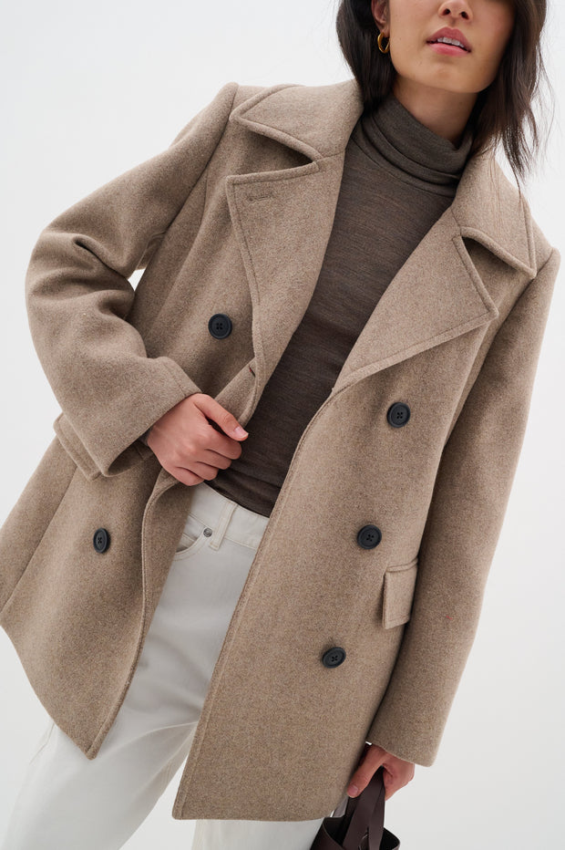 PerryIW Sailor Coat - Frakke - Sandy Grey Melange - InWear